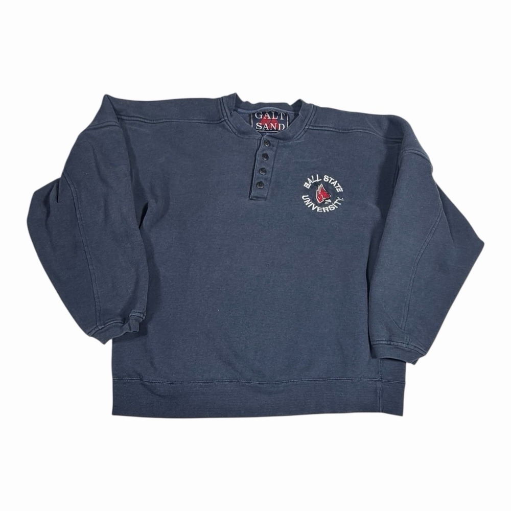Vintage Ball State Cardinals Galt Sand Sweatshirt L Blue Pullover Letterman